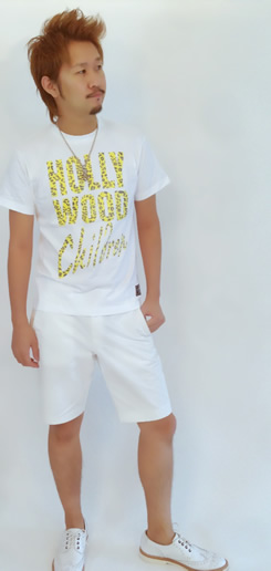 DJ PSYCHO着用REOPARDTｼｬﾂ ﾎﾜｲﾄ ｲｴﾛｰﾗﾒ